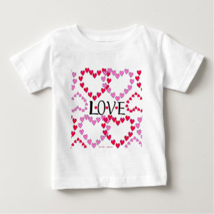 T-shirt Pour Bébé Petits coeurs rose rouge AMOUR