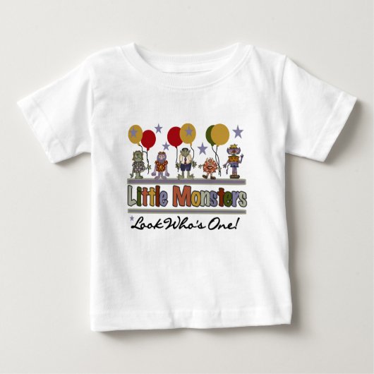 T-shirt Pour Bébé Petits monstres premier anniversaire (Devant)
