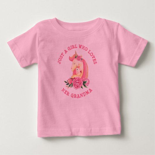T-shirt Pour Bébé Peut Changer Le Texte Fille Qui Aime Sa Grand-Mère (Devant)