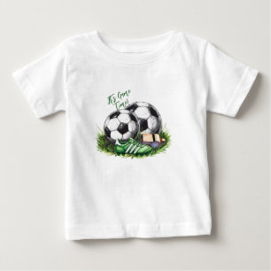 T-shirt Pour Bébé Photo à l'aquarelle de foot vert marine pour enfan