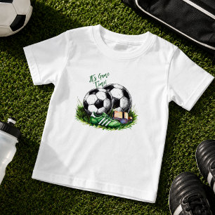 T-shirt Pour Bébé Photo à l'aquarelle de foot vert marine pour enfan