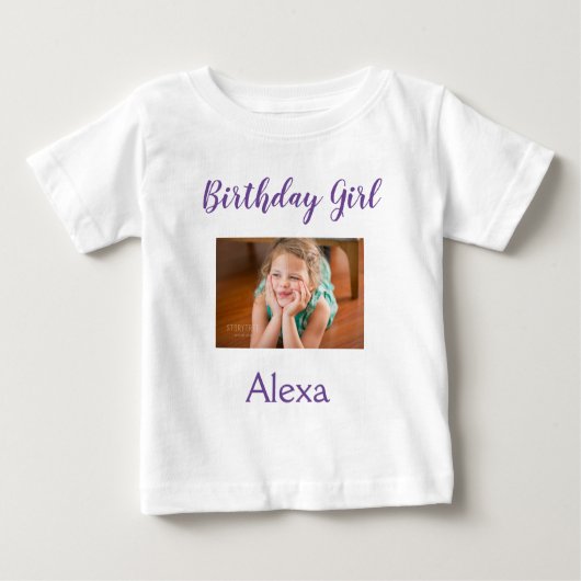 T-shirt Pour Bébé Photo Anniversaire fille (Devant)