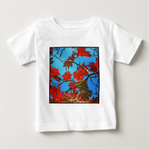 T-shirt Pour Bébé Photo carré - Feuilles rouges d'automne