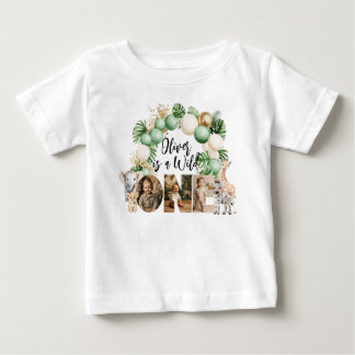 T-shirt Pour Bébé Photo d'animal de safari d'anniversaire Wild One