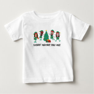 T-shirt Pour Bébé Photo de lutin de Noël à visage drôle personnalisé