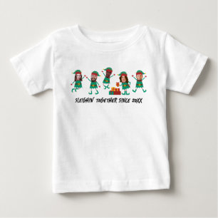 T-shirt Pour Bébé Photo de lutin de Noël à visage drôle personnalisé