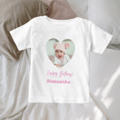 T-shirt Pour Bébé Photo heart name birthday girl pink