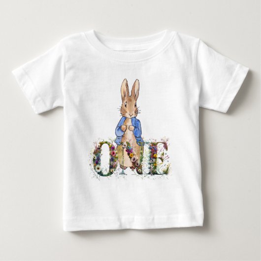 T-shirt Pour Bébé Pierre le lapin 1er anniversaire (Devant)