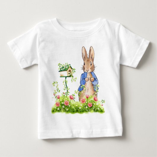 T-shirt Pour Bébé Pierre le lapin dans son jardin (Devant)