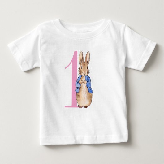 T-shirt Pour Bébé Pierre le lapin Premier anniversaire (Devant)