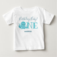 Pieuvre mignonne Un nom Premier anniversaire Baby