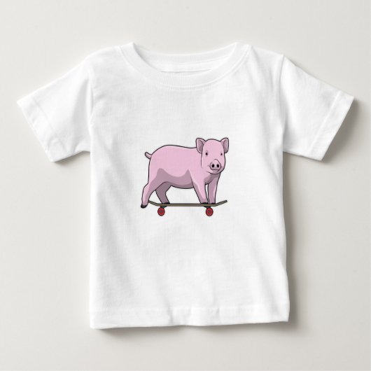 T-shirt Pour Bébé Pig as skater avec skate (Devant)