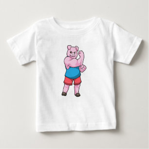 T-shirt Pour Bébé Pig comme Bodybuilder avec grand bras Supérieur