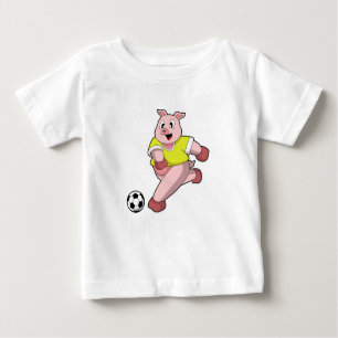 T-shirt Pour Bébé Pig comme joueur de football avec Soccer