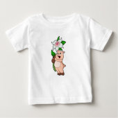 T-shirt Pour Bébé Pig with Flower Lily (Devant)