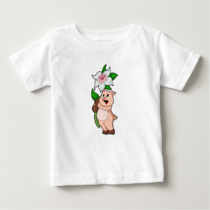T-shirt Pour Bébé Pig with Flower Lily