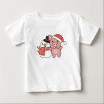 T-shirt Pour Bébé Pig With Snowman In Winter For Christmas<br><div class="desc">Pig with a snowman en hiver pour Christmas - a snowman for winter and Christmas. A winter greeting in the cold season for the holidays. Christmas pique with snowman.</div>