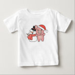 T-shirt Pour Bébé Pig With Snowman In Winter For Christmas<br><div class="desc">Pig with a snowman en hiver pour Christmas - a snowman for winter and Christmas. A winter greeting in the cold season for the holidays. Christmas pique with snowman.</div>