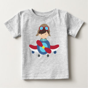 T-shirt Pour Bébé Pilote, Avion, Avion, Avion, Vol, Cheveux Brown