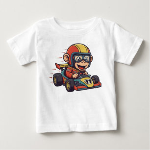 T-shirt Pour Bébé Pilote de voiture de course bébé chimpanzé mignon