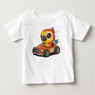 T-shirt Pour Bébé Pilote de voiture de course de perroquet mignon