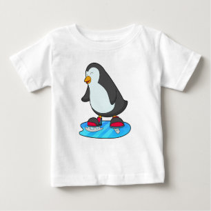 T-shirt Pour Bébé Pingouin at Ice skating with Ice skates