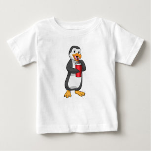 T-shirt Pour Bébé Pingouin avec tasse à boire avec paille