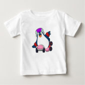 T-shirt Pour Bébé Pingouin comme Patineur Inline avec Patins Inline (Devant)