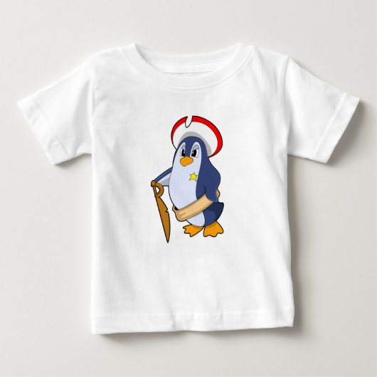 T-shirt Pour Bébé Pingouin comme pirate avec Casquette (Devant)
