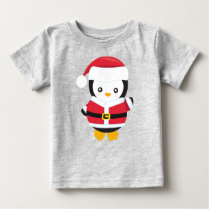 T-shirt Pour Bébé Pingouin de Noël, Pingouin avec chapeau de Père No