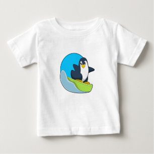 T-shirt Pour Bébé Pingouin en Snowboardeur avec Sonowboard.PNG