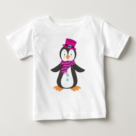 T-shirt Pour Bébé Pingouin mignon, Pingouin Avec Casquette, Pingouin (Devant)