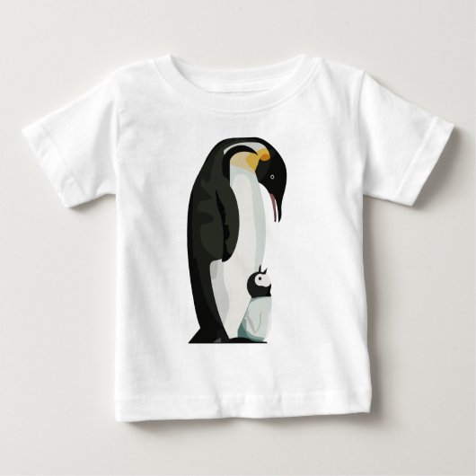 T-shirt Pour Bébé Pingouin parent et collage de poussins art (Devant)