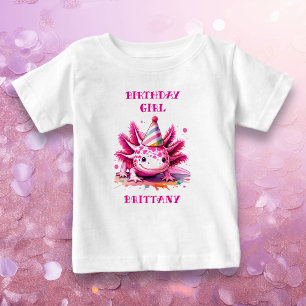 T-shirt Pour Bébé Pink Axolotl fille d'anniversaire personnalisée