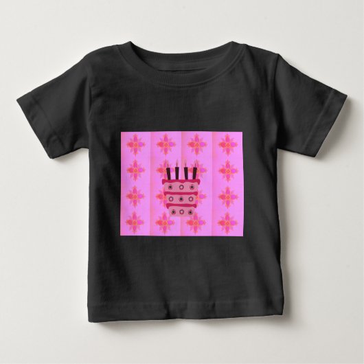 T-shirt Pour Bébé Pink Bird Cake Art Imprimer (Devant)