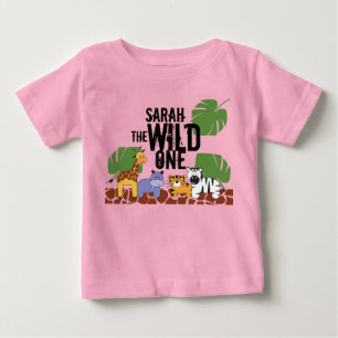 T-shirt Pour Bébé PINK Personnalisé SAUVAGE UN Safari premier anniv