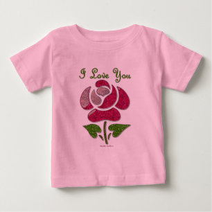 T-shirt Pour Bébé Pink Stencil Rose I Love You