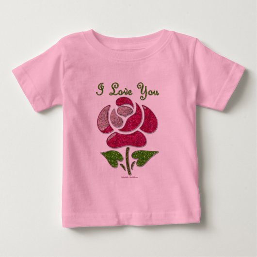 T-shirt Pour Bébé Pink Stencil Rose I Love You (Devant)