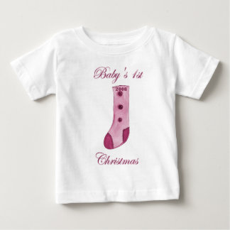 T-shirt Pour Bébé Pink Stocking Baby's 1er Christmas