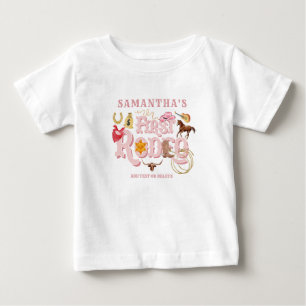 T-shirt Pour Bébé Pink Wild West Premier Rodéo Baby Girl 1er anniver