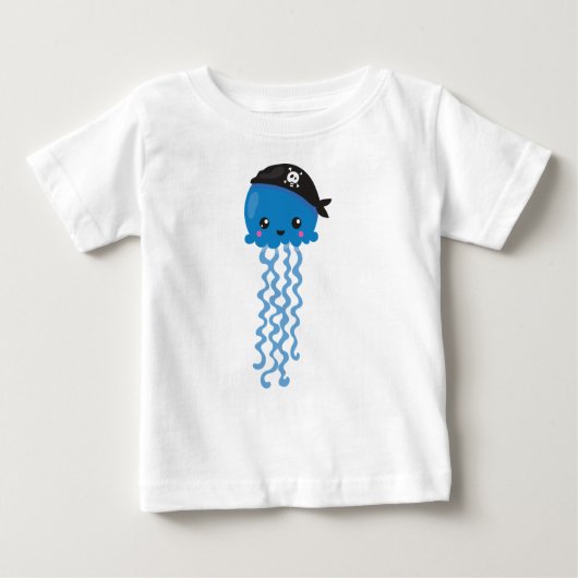 T-shirt Pour Bébé Pirate Jellyfish, Mignonne méduse, Petite méduse (Devant)