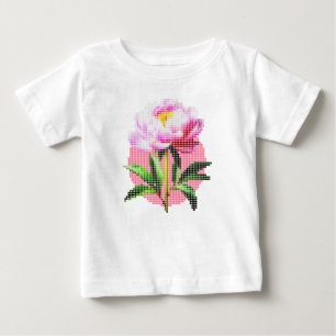 T-shirt Pour Bébé Pivoine rose point mosaïque fleur