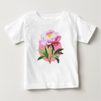 T-shirt Pour Bébé Pivoine rose point mosaïque fleur