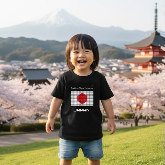T-shirt Pour Bébé Pixelated flag of Japan