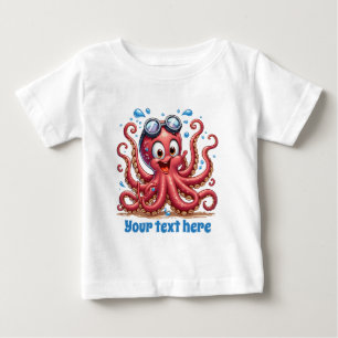 T-shirt Pour Bébé Plage unisexe cool ajoutez texte océan pieuvre