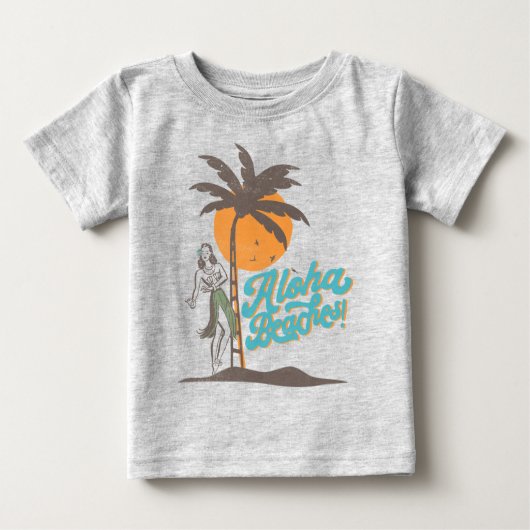 T-shirt Pour Bébé Plages d'Aloha Hula Girl Hawaii Hawaii Retro Hawai (Devant)