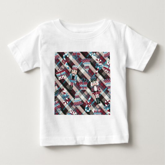 T-shirt Pour Bébé Plaid Blue Burgundy (Devant)