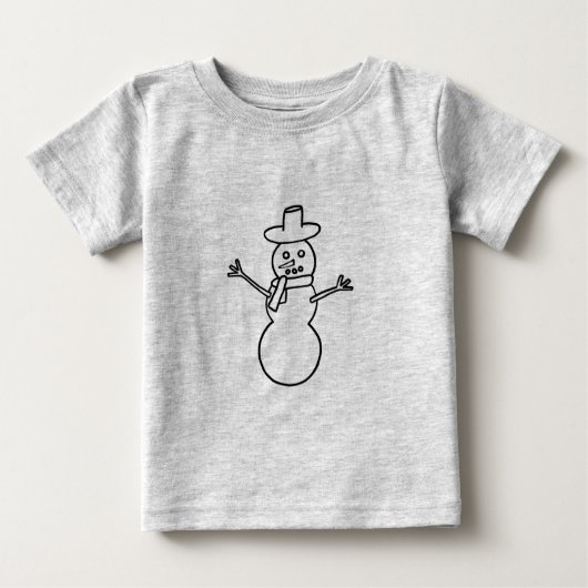 T-shirt Pour Bébé Plan d'art - Chemise de couleur Snowman (Devant)