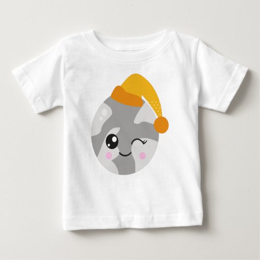 T-shirt Pour Bébé Planète couchée, Planète mignonne, Planète avec ca (Devant)