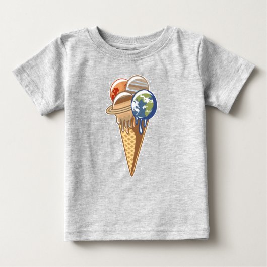 T-shirt Pour Bébé Planète Ice Cream Cone Drôle Nourriture (Devant)